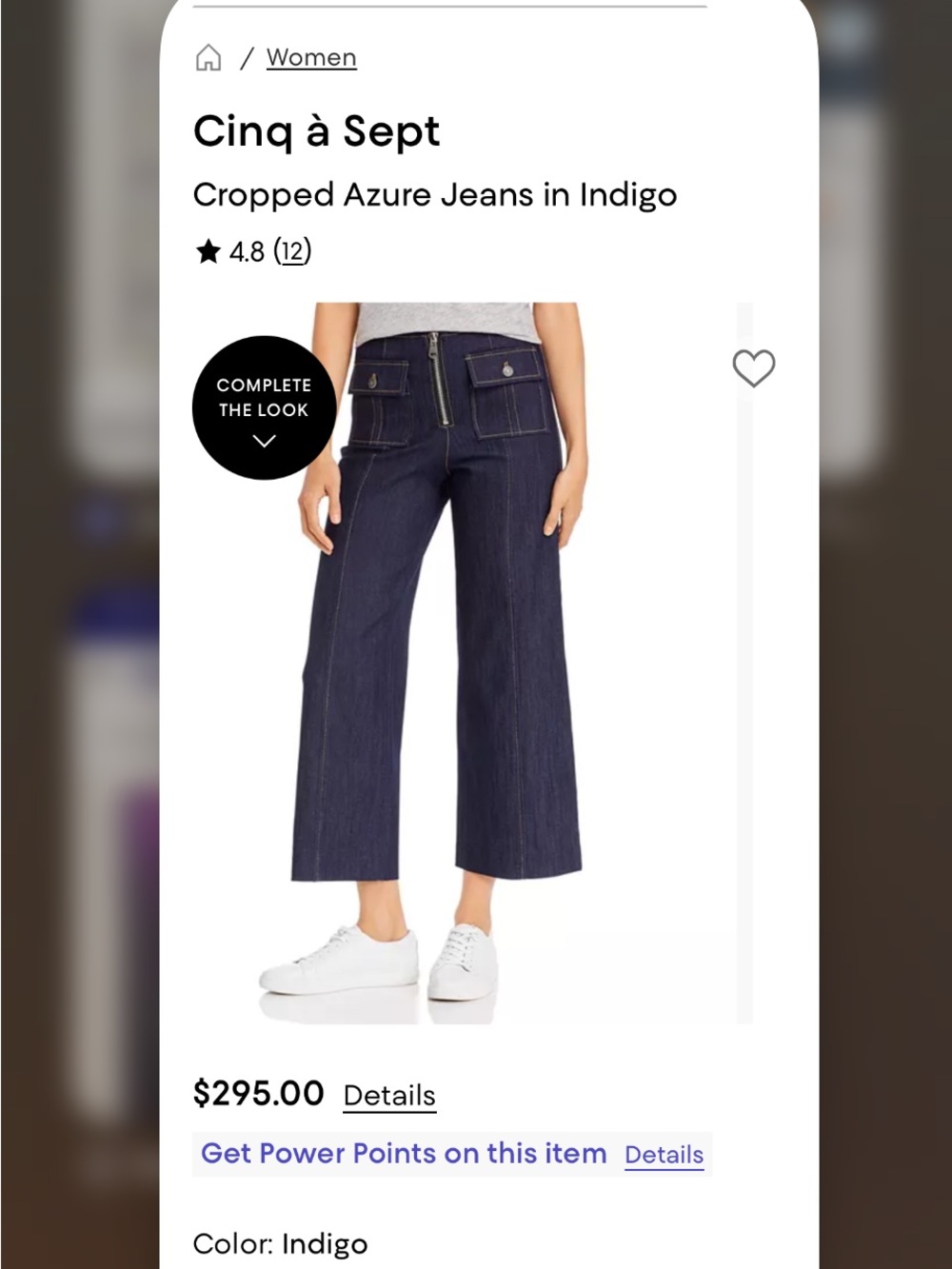cinq a sept Cropped Azure Jeans in Indigo wide leg flare leg size 2